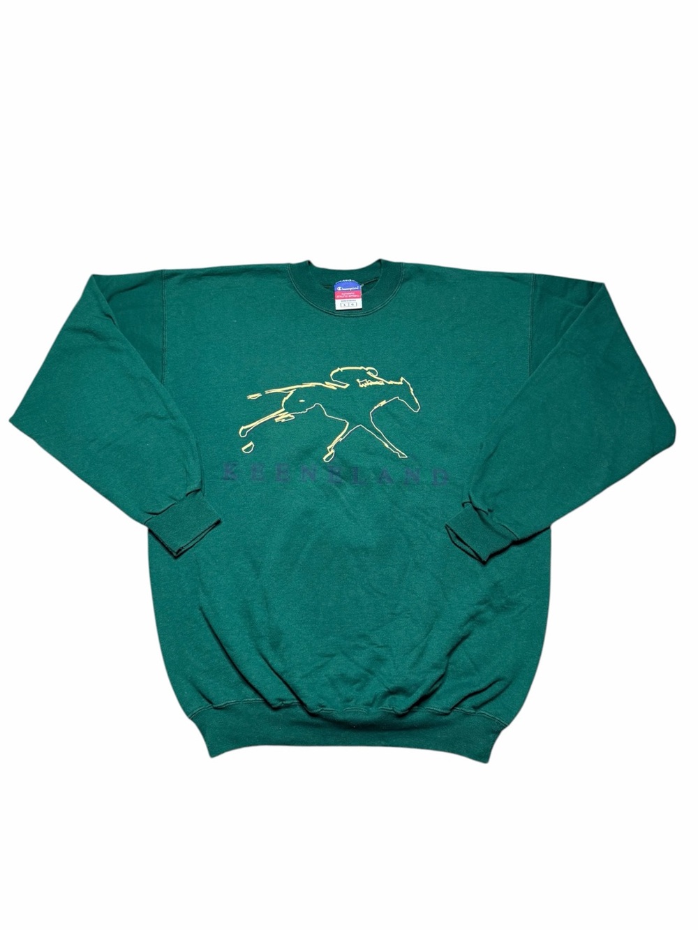 Vintage Champion Keeneland Horse Racing Green Crewneck Sweatshirt Large